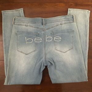 Bebe Crystal Logo Heartbreaker Skinny Jeans Size 30